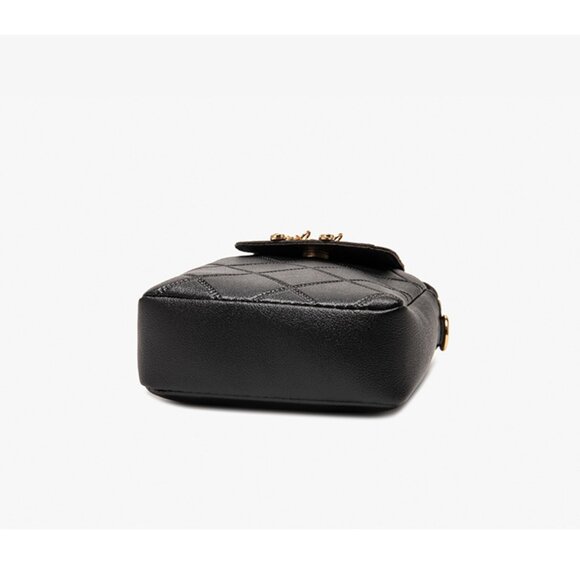 $5 ADD ON ITEM- Black Quilted Crossbody Cell Phone Bag Charm Leather Small Purse - Picture 6 of 7